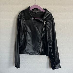 Little Girls Black Faux Leather Jacket